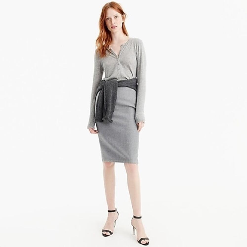 J.Crew Double - Serge Gray Wool Pencil Skirt Sz 4